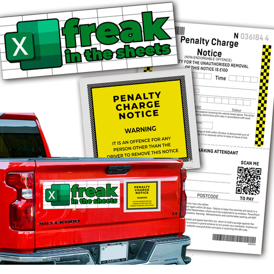 freak in the sheets Car Magnet Bundle Prank - Includes Prank Parking Ticket