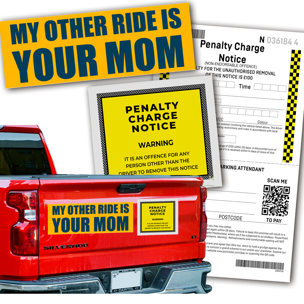 MY OTHER RIDE IS YOUR MOM Car Magnet Bundle Prank - Includes Prank Parking Ticket