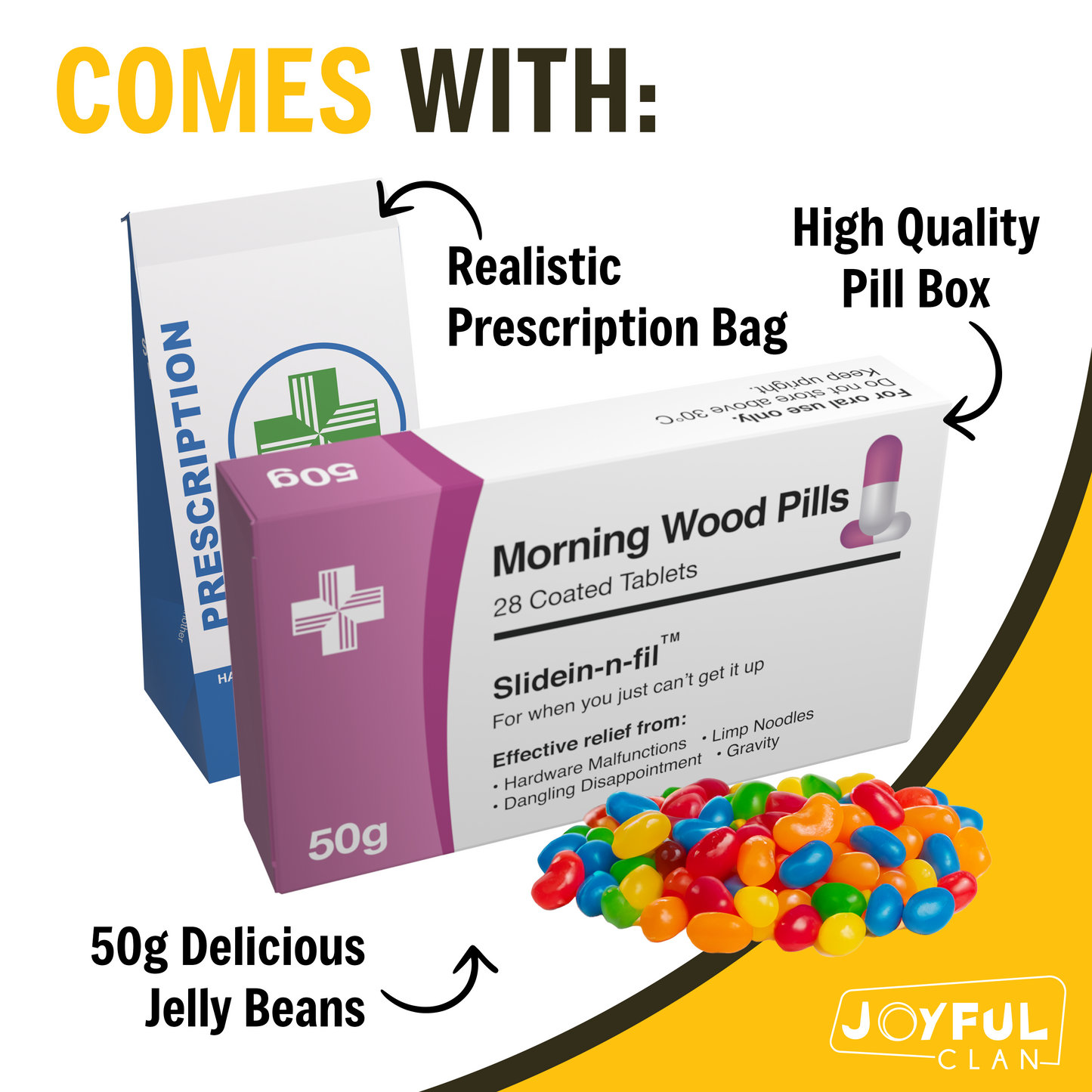 Morning Wood Jelly Beans for Bachelor Party - Funny Rude Adult Gag Gift for Him - Stag Do Wedding Accessories, Erectile Dysfunction Joke