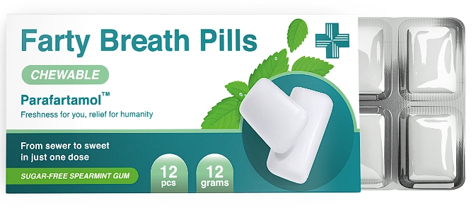 Farty Breath Pills - Parafartamol - Spearmint Chewing Gum Comes - Funny 30th 40th 50th 60th Birthday Gift for Him or Her