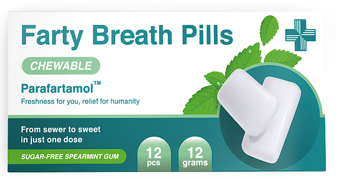 Farty Breath Pills - Parafartamol - Spearmint Chewing Gum Comes - Funny 30th 40th 50th 60th Birthday Gift for Him or Her