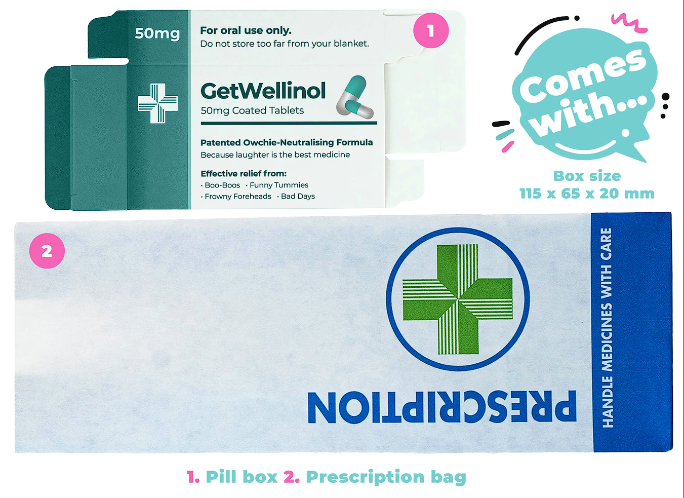 GetWellinol Pill Box - Get Well Soon Gift for Recovery - Hug in a Box - Thinking of You Gift for Him & Her - Supportive Cheer Up Friend