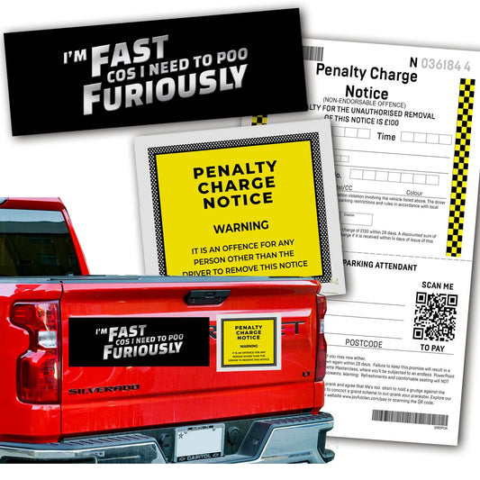 Fast & Furious Magnetic Bumper Sticker Bundle Prank - Includes Prank Parking Ticket